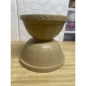 Vintage Set of 2 Mason Cash & Co. Mixing Bowls Church Gresley England 8” & 9.5”